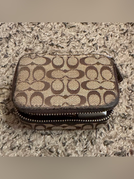 Coach Handbags - Coach Signature Pattern Small Zip Pouch with Medicine Bottles in Brown and Tan